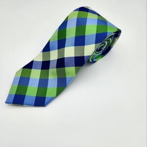 Plaid Green and Blue Men's Tie